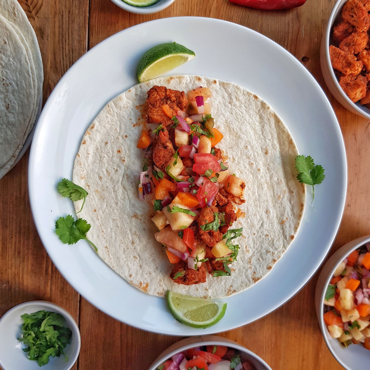Chicken tacos with pineapple salsa