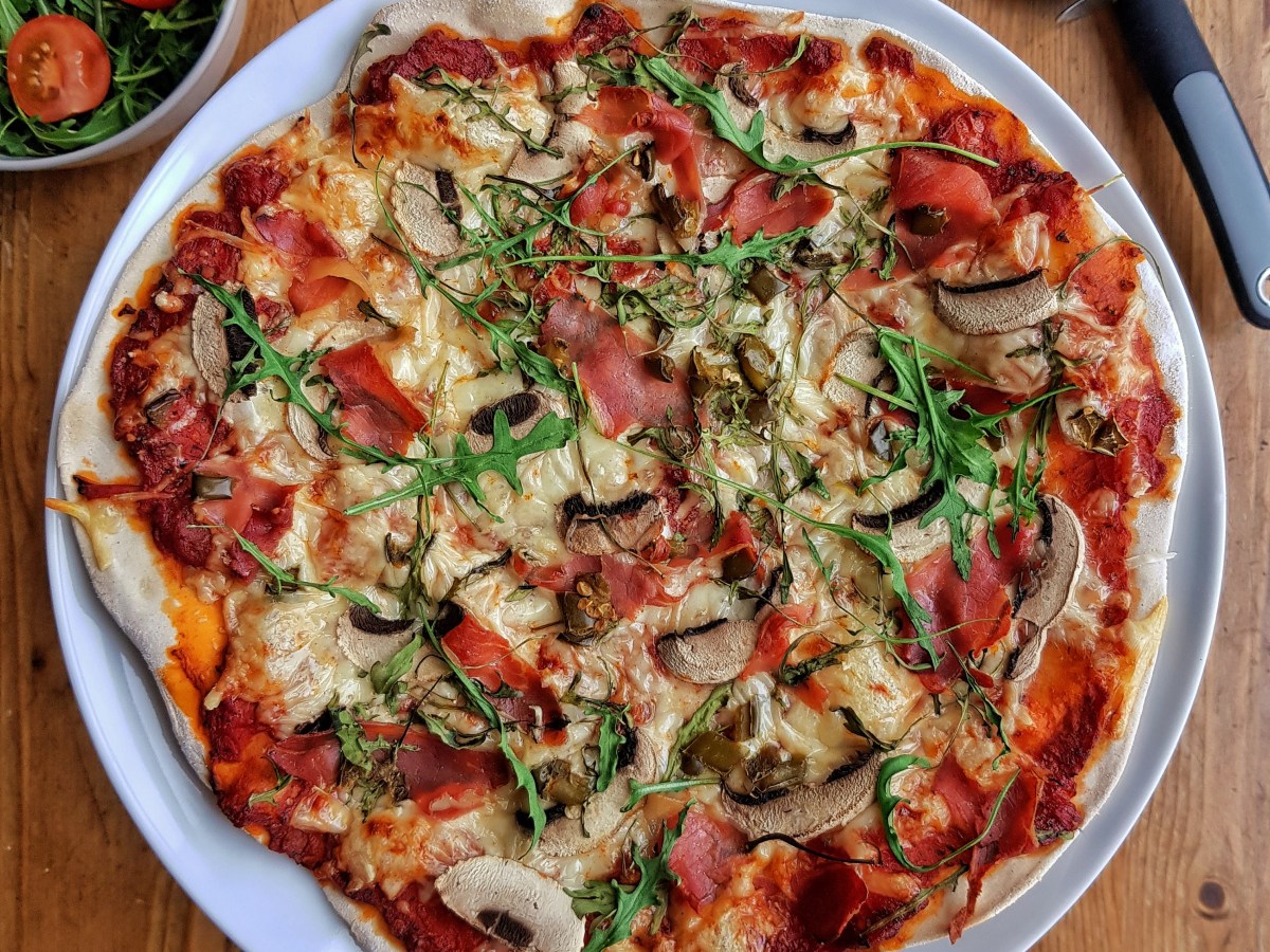 Serrano mushroom and rocket&nbsp;pizza